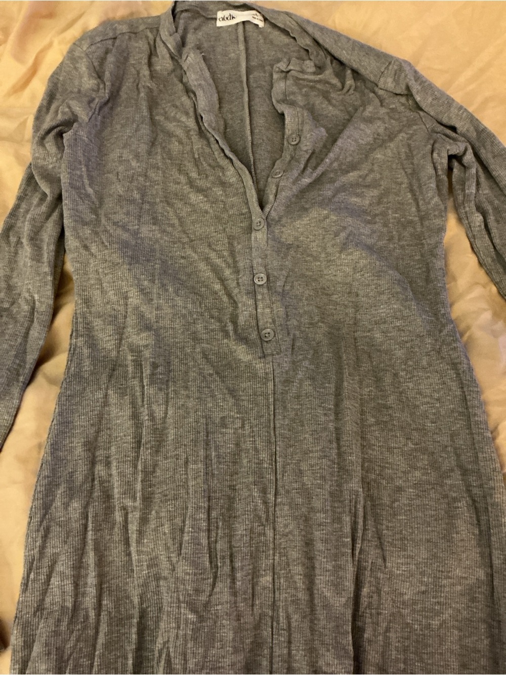 Elodie Gray Long-Sleeve Thermal Romper Sleepwear - Picture 3 of 5